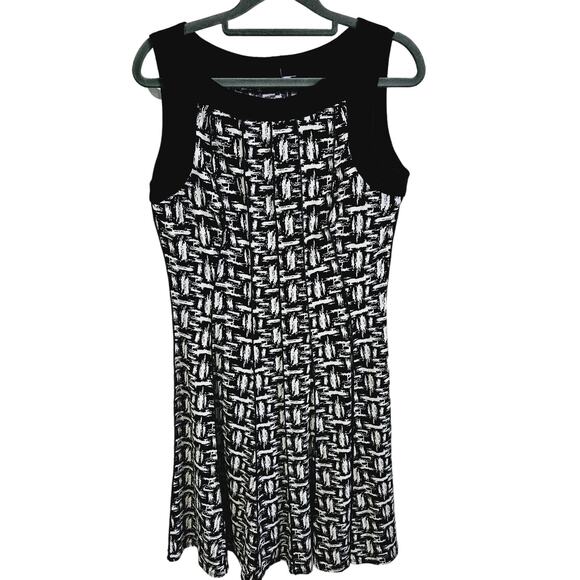 Perceptions Women's S Crosshatch Print Sleeveless Tank Dress Black White - Picture 1 of 6